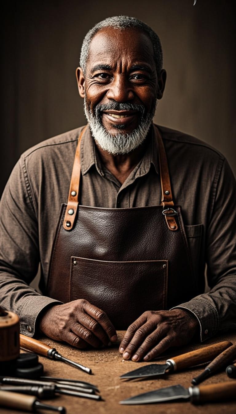 Portrait de S.E. MATAR, maître artisan du cuir
